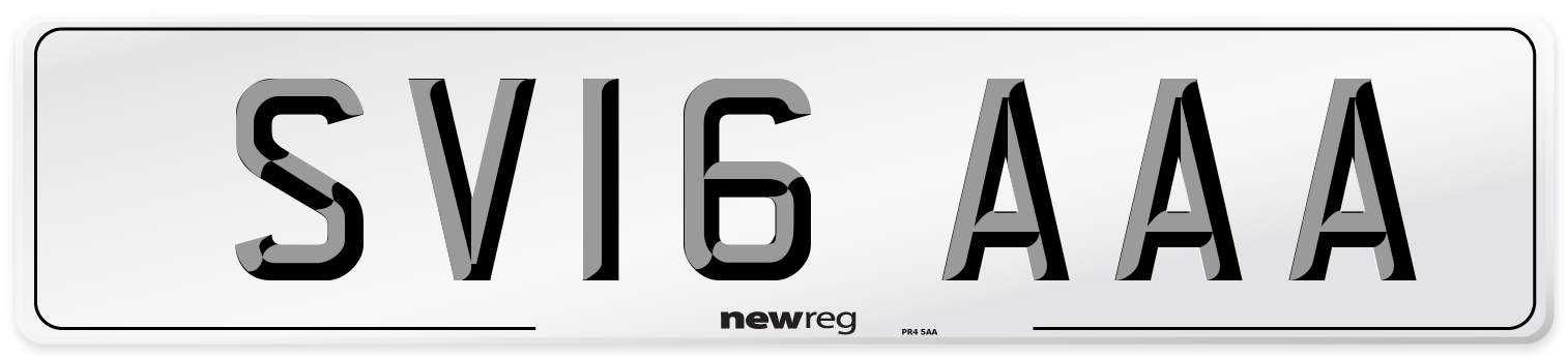 SV16 AAA Number Plate from New Reg